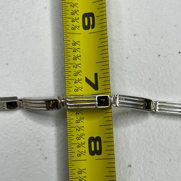 Baltic Amber & Sterling Silver 925 Bracelet With Rectangular Link Design - Picture 8 of 13